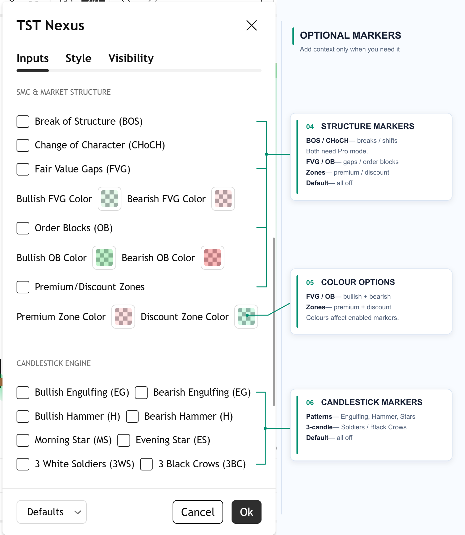 TST Nexus settings configuration panel part 2